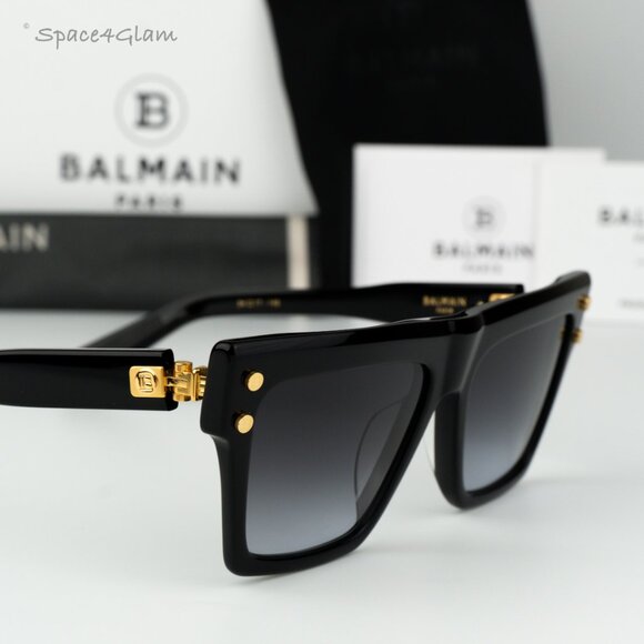 Balmain Women Sunglasses Black Gold Grey Cat Eye B-V BPS-121A-54 BRAND NEW main image 5